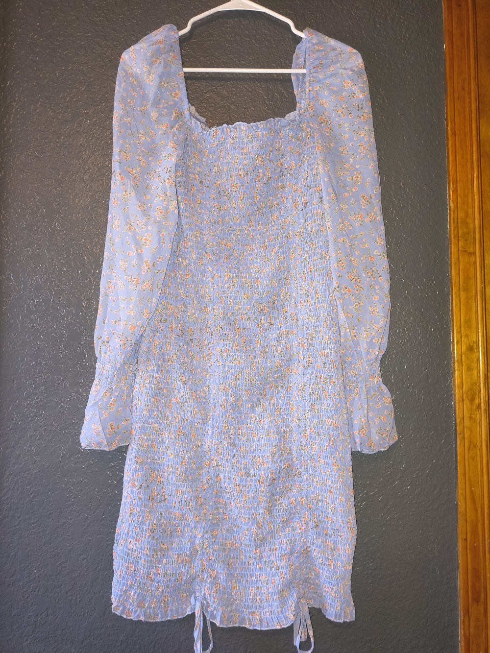 Blue Floral Smocked Mini Dress NWT